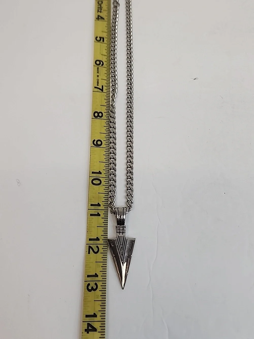 Stainless Steel Arrowhead Pendant Necklace Black Silver Chain